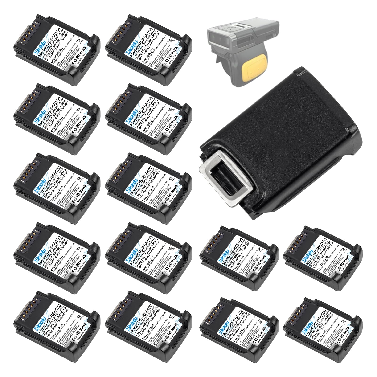 Sicimly 15-Pack RS5100 Scanner Battery Replacement,for Zebra Ring Scanner RS51 RS5100 RS61 RS6100 BT-000397 BT-000398 RSBT5 RS61B0 RS61C0 RS51B0 RS51C0 BTRY-RS51-7MA-01.