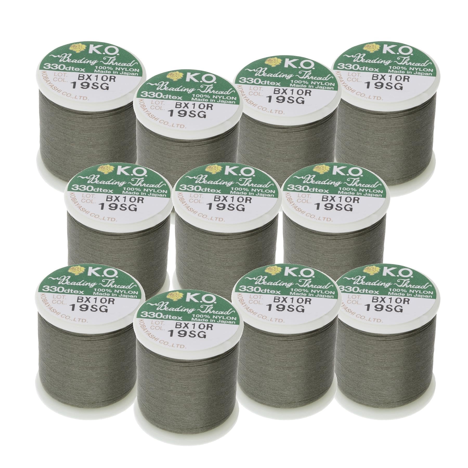 Boîte de 12 bobines de fil KO en nylon, 100 % nylon japonais pré-ciré, résistant aux nœuds, 50 m, pour projets de perles, travaux de tissage, tissage de perles