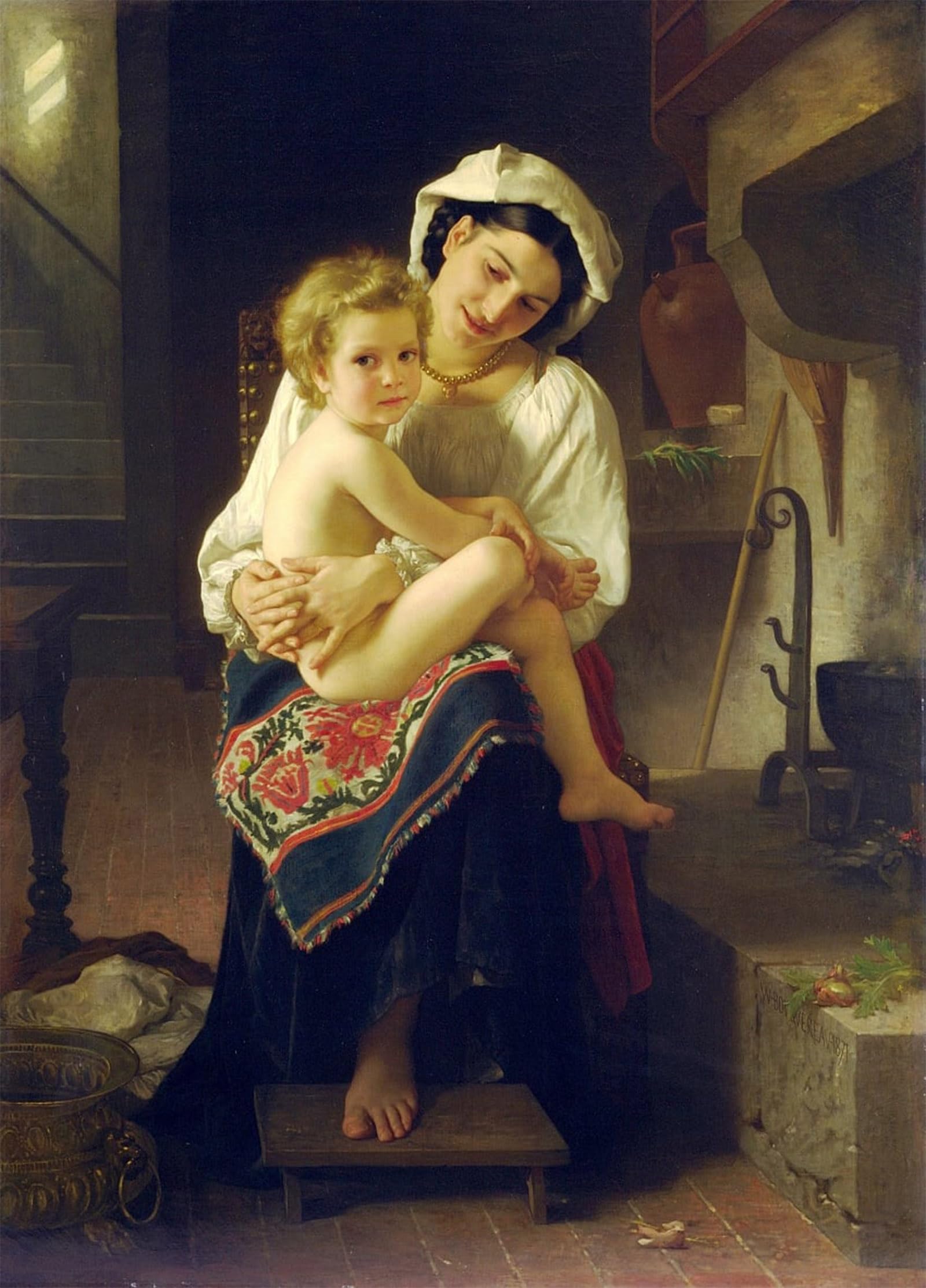 SERENDIPITP Vintage Picture Print on Canvas Wall Art Poster Self Portrait by William Adolphe Bouguereau Artwork Print Poster for Wall Decor 60x90cm