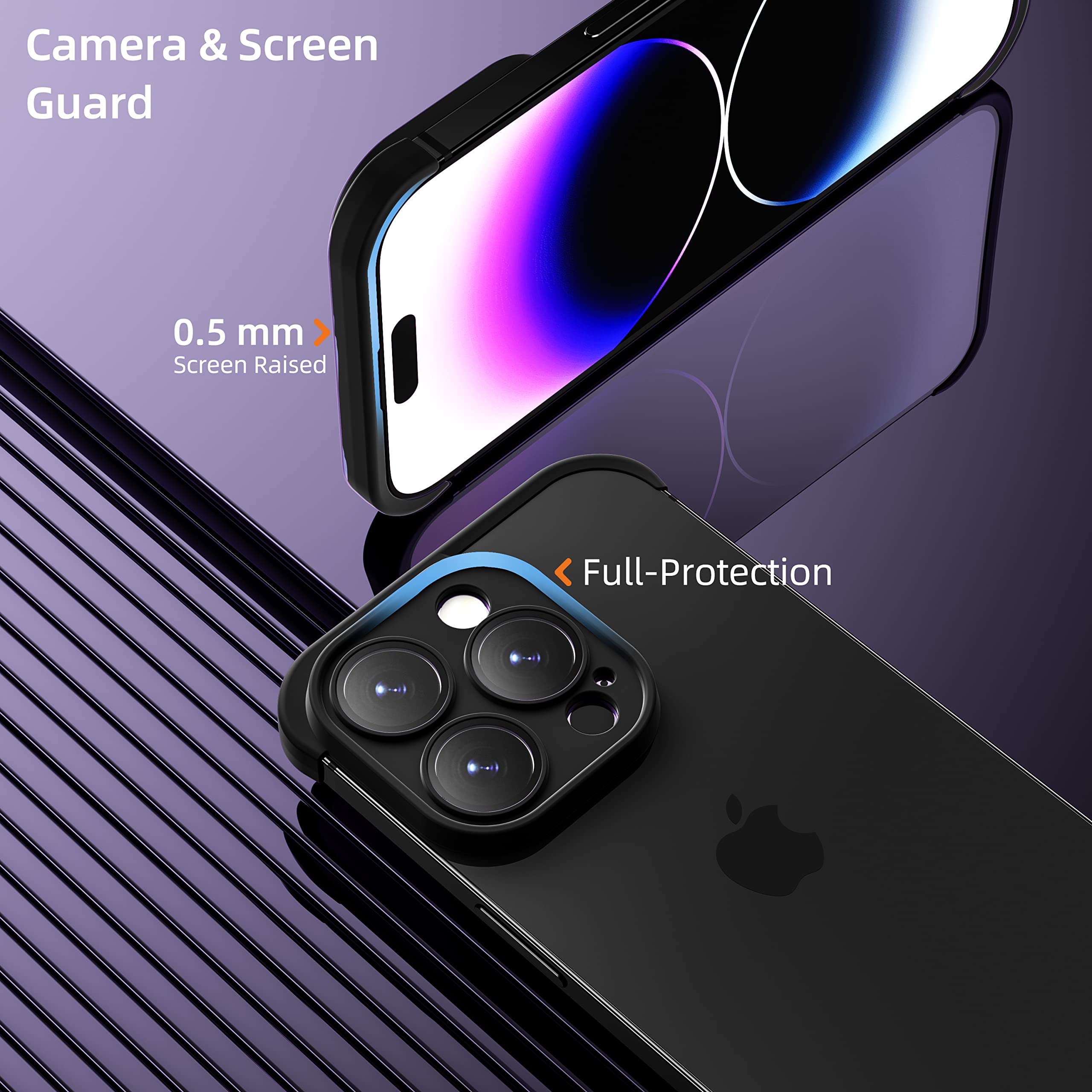 Nieuwe Randloze Vier Hoeken Shockproof Case Voor iPhone 16 15 14 13 Pro Max Plus Met Camera Lens Protector, Zachte Siliconen Luxe Hoek Pad Edge Beschermende Dunne Lichtgewicht Case Bumper Cover Zwart