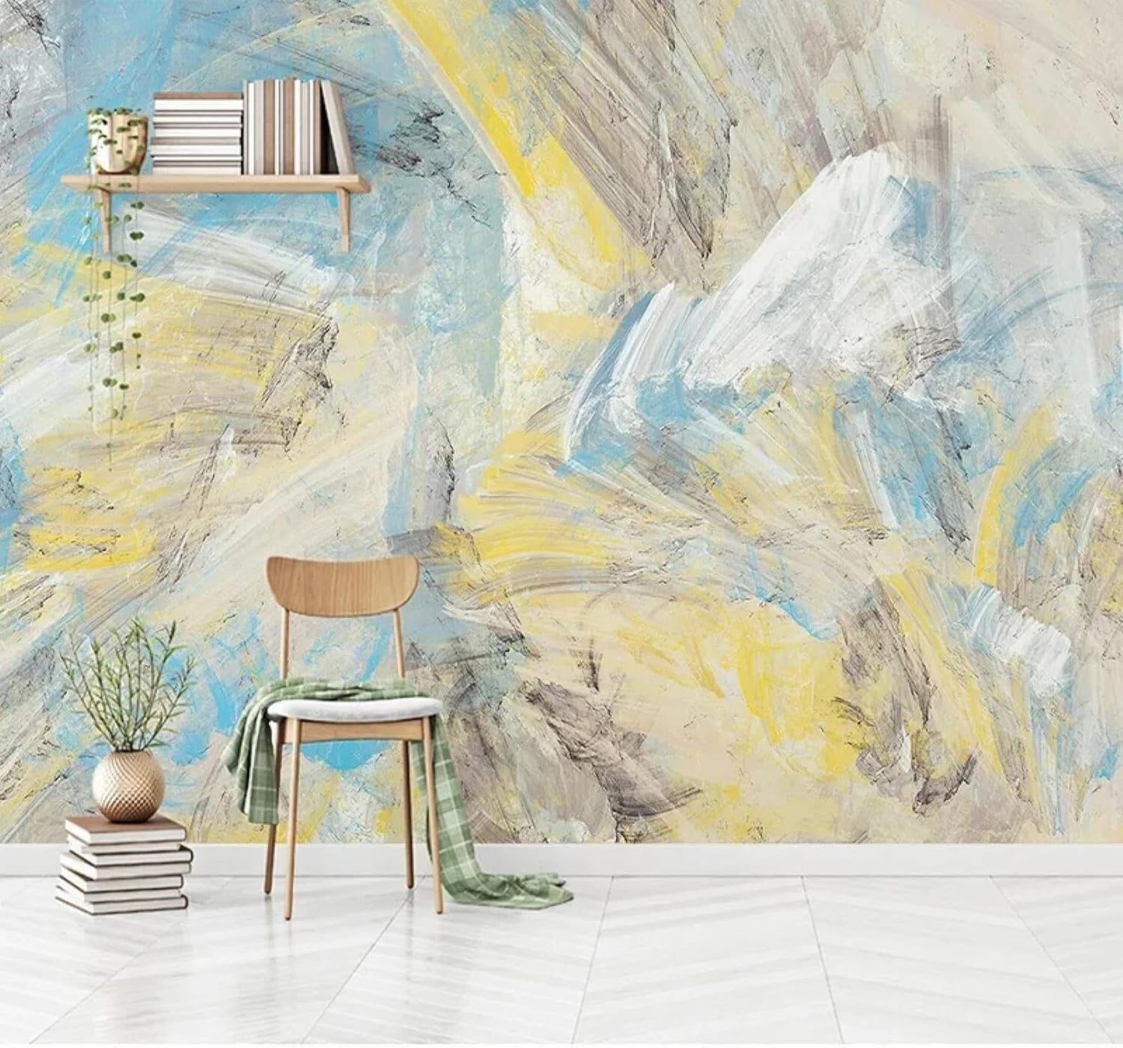 XLMING Abstract Hand Drawn Colourful Graffiti Art 3D Wallpaper Silky Texture Home Study Office Grey Dining Room Sofa Bedroom Living Room TV Backdrop-200cm×140cm