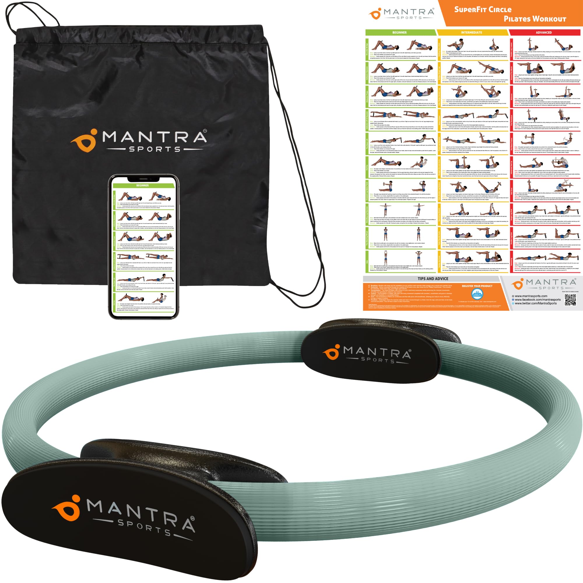 Anneau de Pilates - Cercle Pilates - Ring Fit Equipement d'Exercice et Fitness pour Sculpter Les Cuisses Intérieures et Extérieures et Renforcer Le Tronc et Plancher Pelvien avec Le Poster et Le