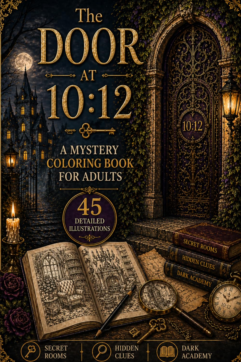 The Door at 10:12: A Mystery Coloring Book for Adults (The Secret Rooms Series)