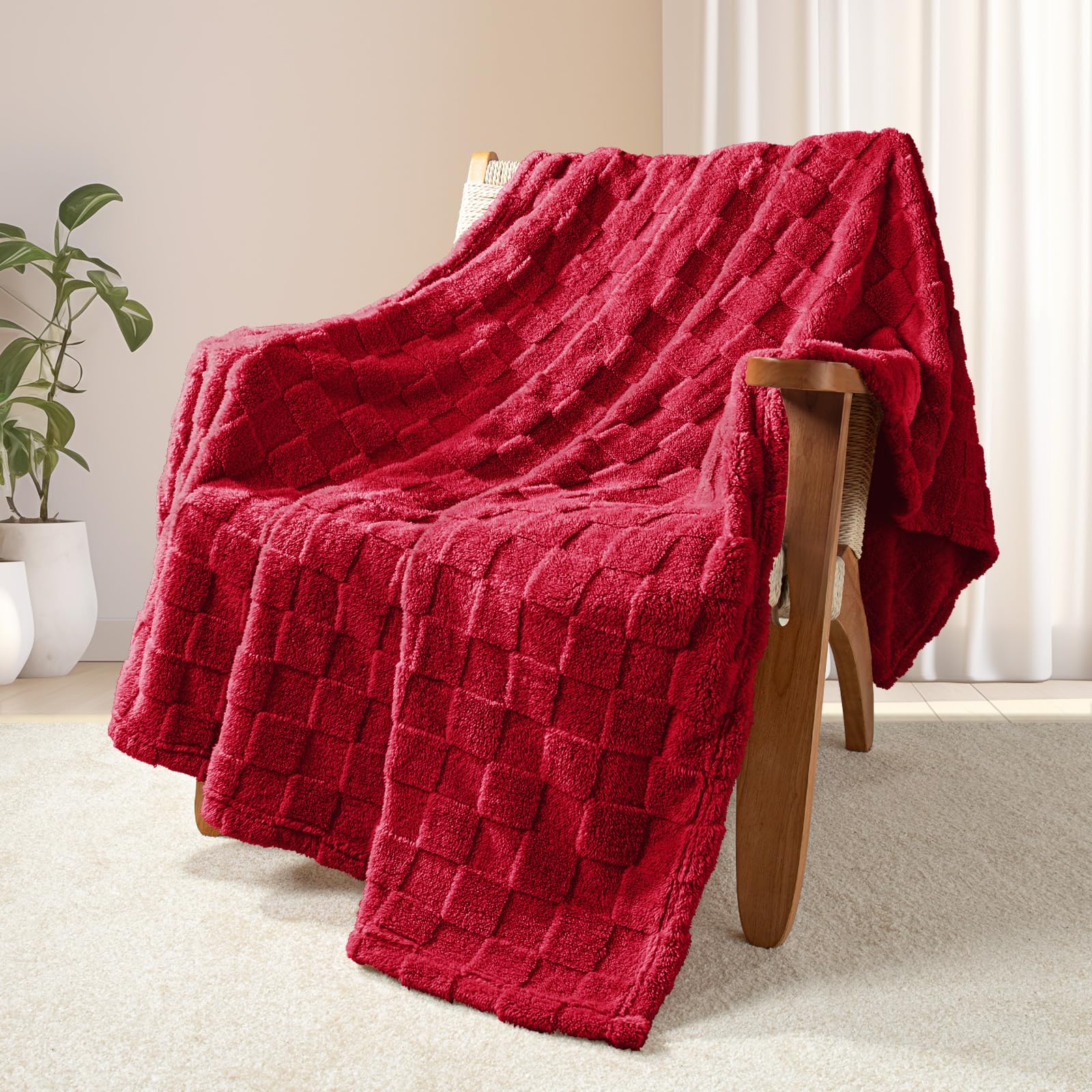 Exclusivo Mezcla Fleece Throw Blanket for Couch,Super Soft and Warm Lightweight Checkered Pattern Blankets for All Seasons 127x152 CM - Image 3