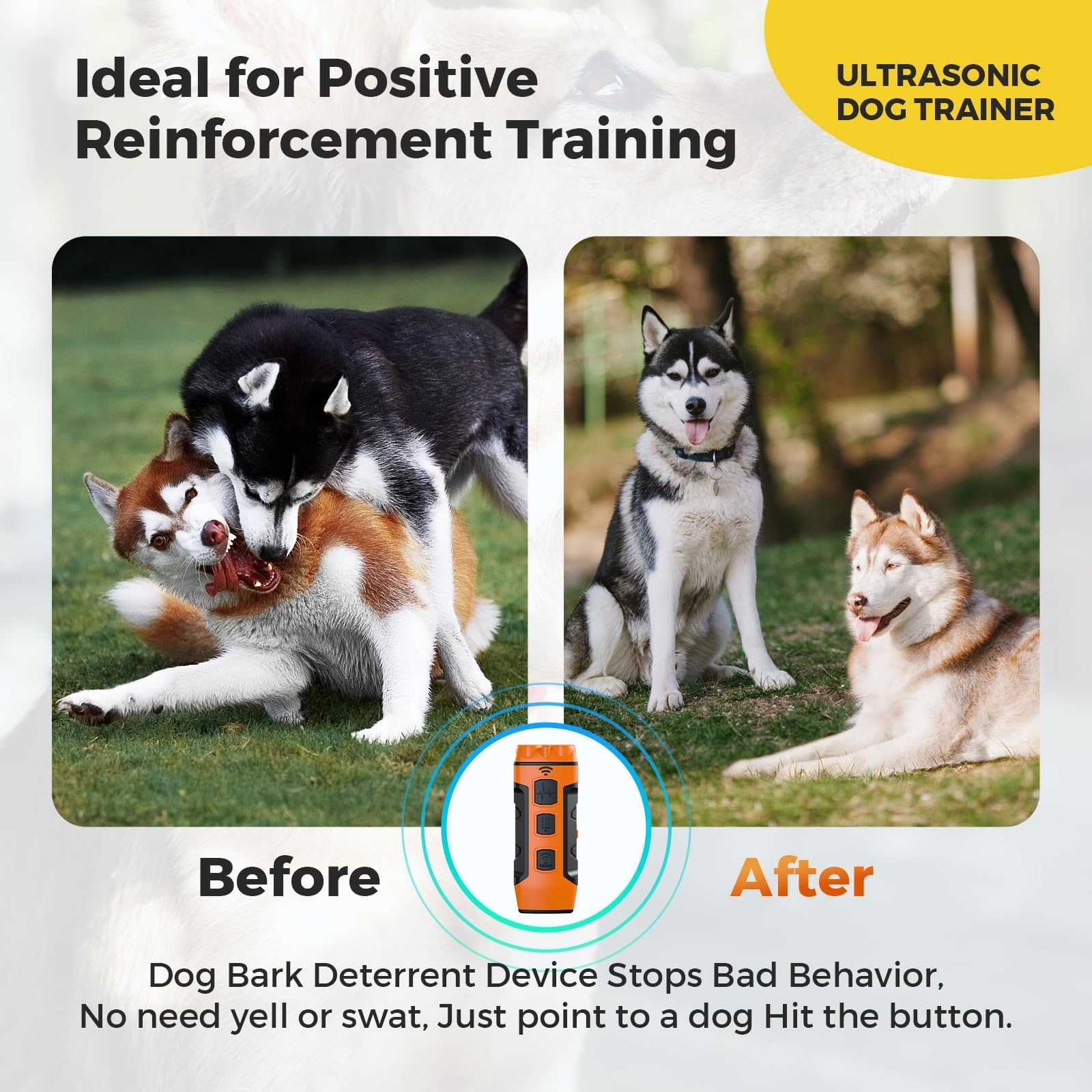 Générique Dispositifs Anti-aboiements Pour Chien, Appareils Anti-aboiements À Ultrasons Avec 3 Émetteurs Soniques, Portée Jusqu'à 10 M De Long Et Contrôle Des Aboiements Rechargeables, Sans Danger