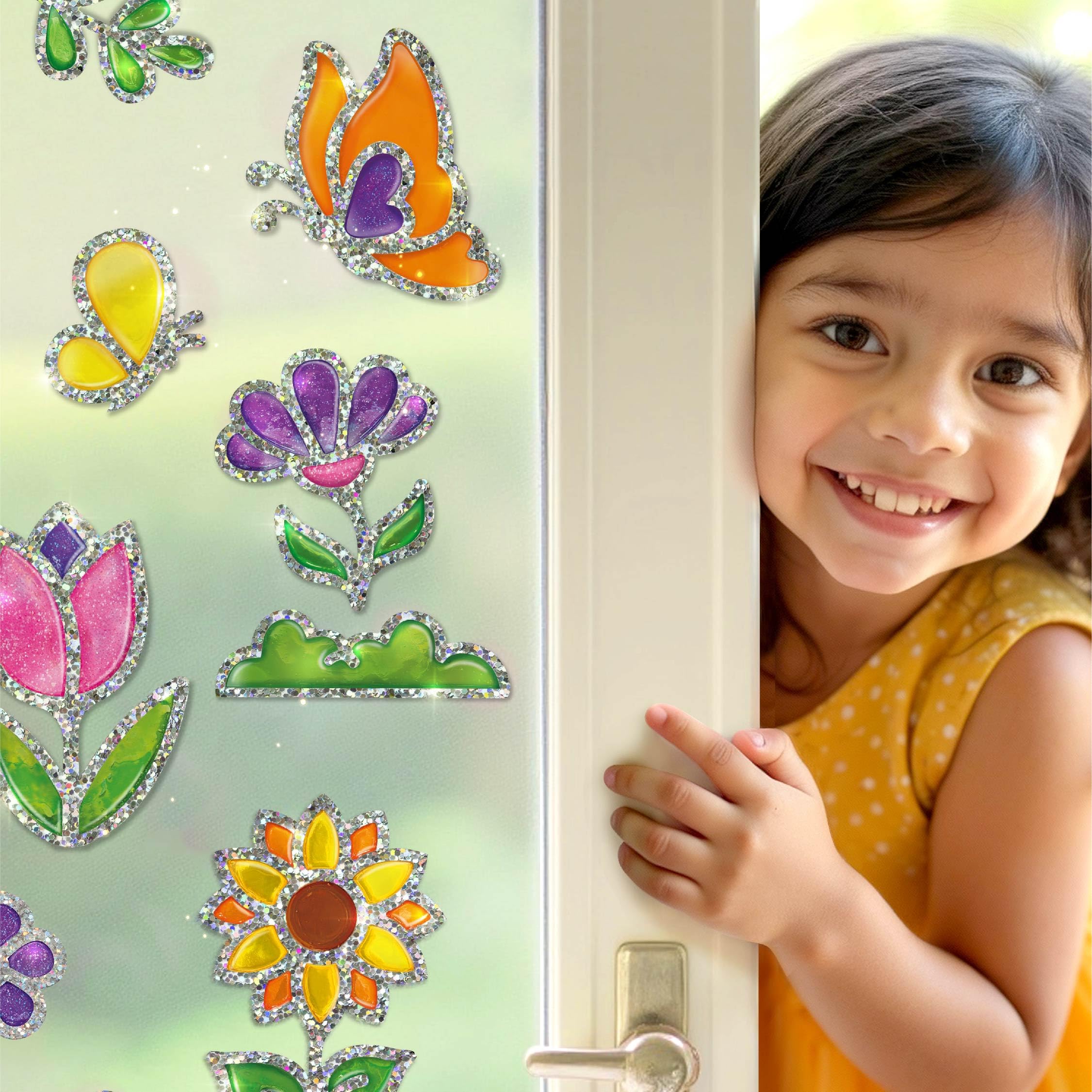 Imagimake DIY Jelly Stickers – Flowers & Butterflies | 3D Gel Stickers Craft Kit for Kids | Window, Bottle & Mug Decoration | Non-Toxic Glass Paints | Age 3+ 3