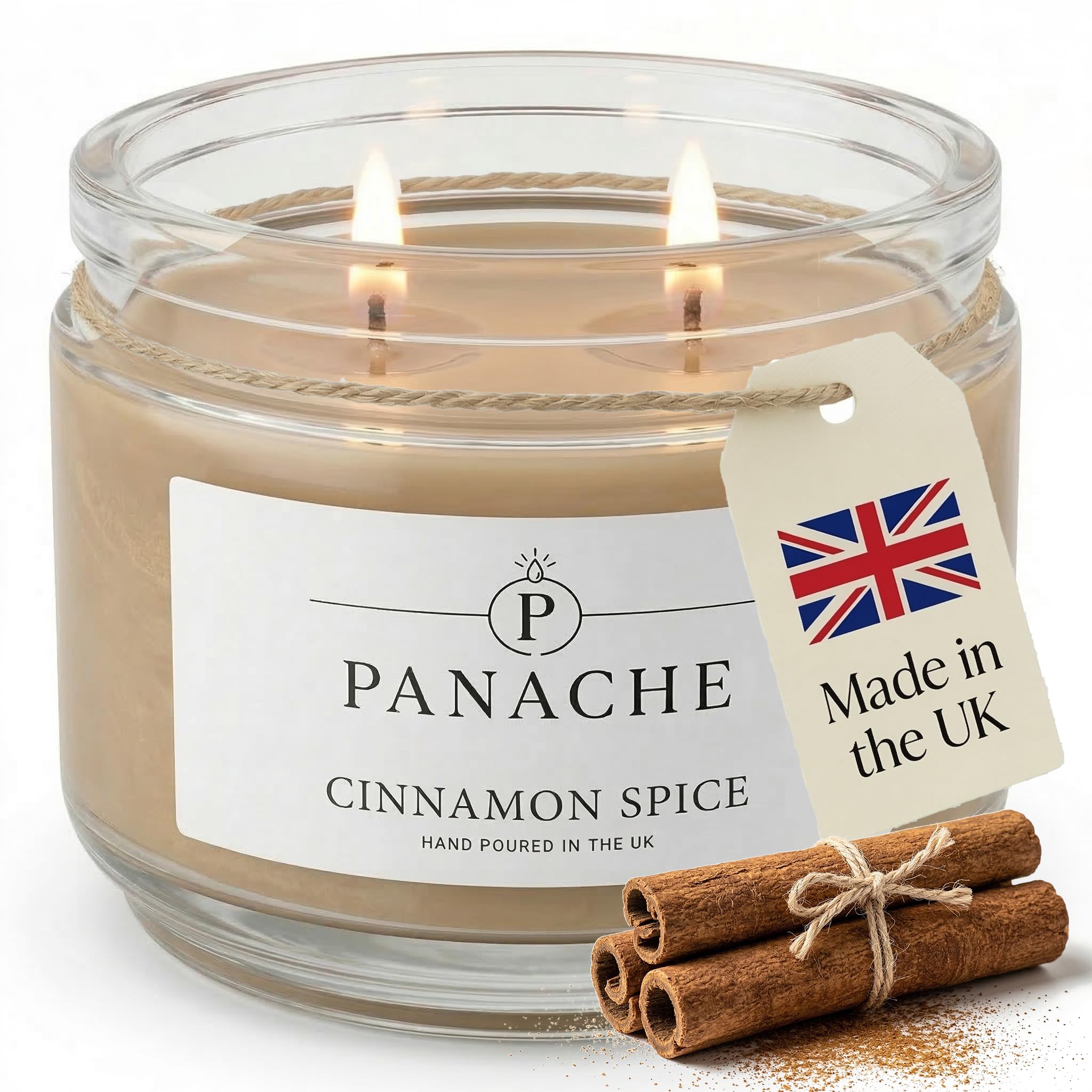 Panache Cinnamon Spice Scented CandleDouble WickClassic Spiced Scent from B&Q