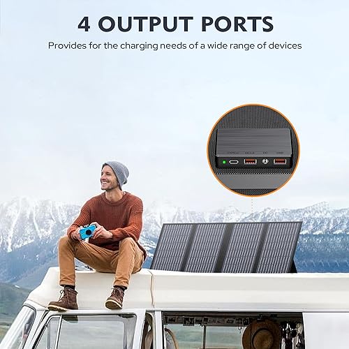 Miniatura 6 de Panel Solar de 40W EnginStar Panel Solar Plegable de 40 Vatios para Estación de Energía Portátil con Puerto USB QC3.0 para Teléfono Laptop Salida DC