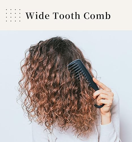 Miniatura 2 de MDSTYLE Peine de ducha de dientes anchos con gancho para cabello rizado, ondulado, grueso, largo, húmedo o seco, para hombres, mujeres y niños,