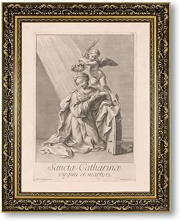 Vintage Saint Catherine Poster Art Print Canvas Print Wall Art Painting Pictures Elegant Home Decor Wall Decoration for Living Room Bedroom Apartment (Retro Framed,16L x20W)