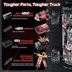 DEERC Sans pinceaux RC Voiture pour adultes 46+MPH, 1/14 4WD Camion Monster de contrôle hors route, 2,4Ghz rapide RC Camion, tout terrain Télécommande Voiture W/ 7 Mode d'éclairage,2×3S LiPo Batteries pour les enfants 1217