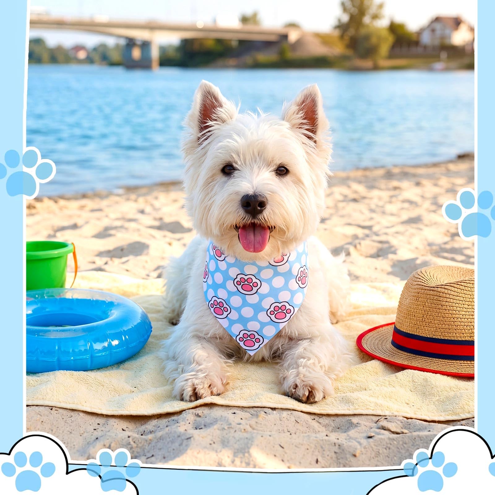Sanwuta 120 bandane per cani con stampa di zampa blu, bandane per cani, triangolo, fazzoletto, bavaglino, set per costumi per animali domestici, accessori quotidiani