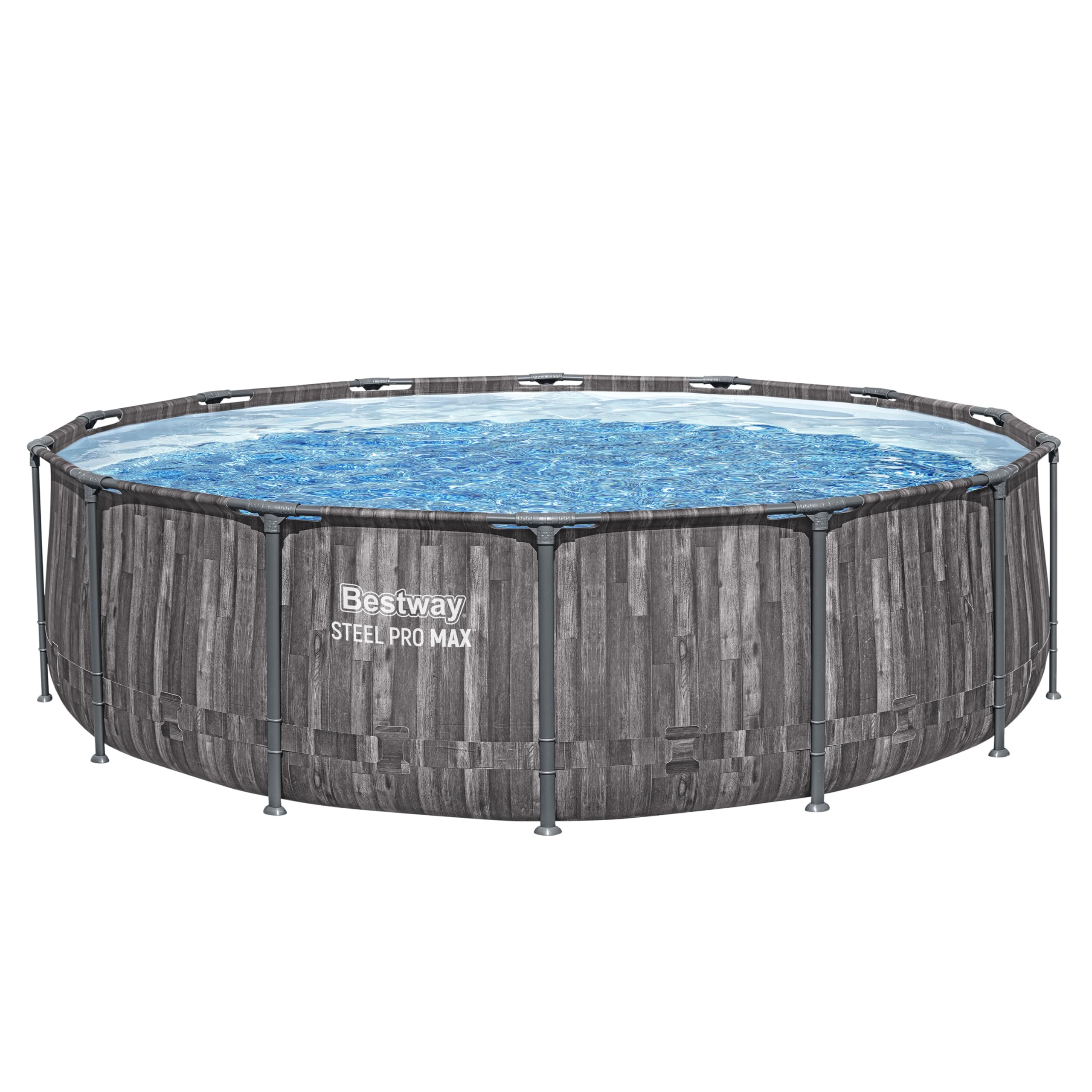 Bestway Steel Pro MAX Solo Pool ohne Zubehör Ø 427 x 107 cm, Holz-Optik (Mooreiche), rund