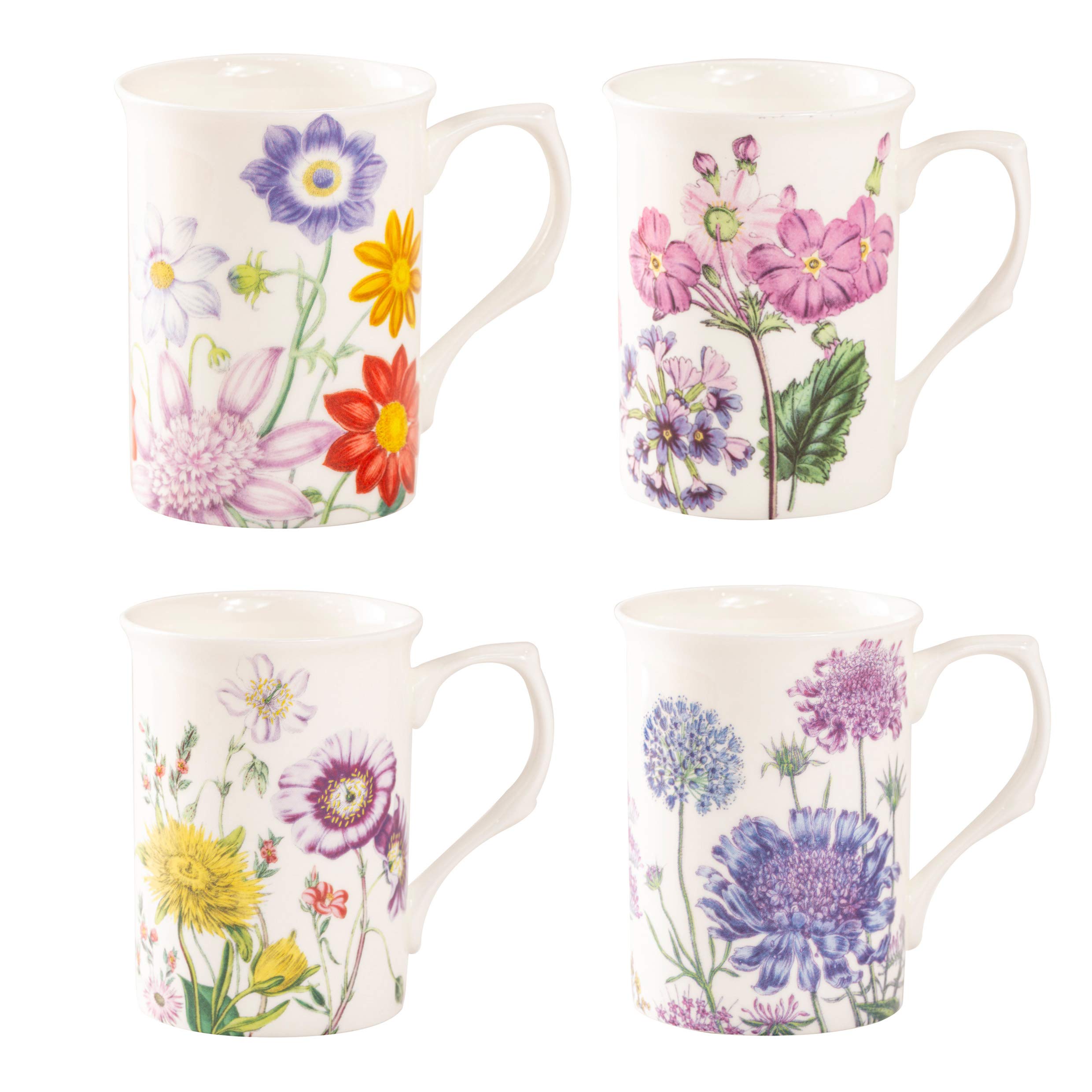 Grace TeawareGrace Teaware Bone China Coffee Tea Mugs 9-Ounce, Set of 4 (Country Lane)