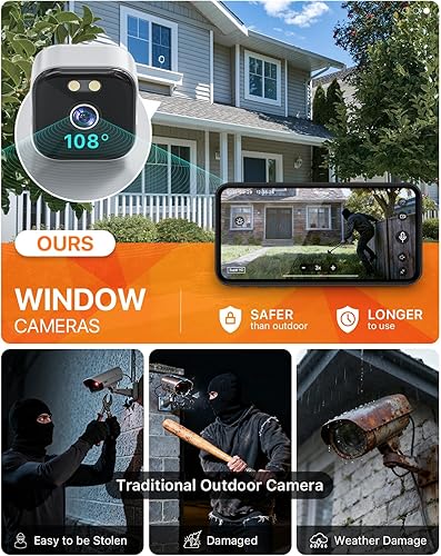 Miniatura 2 de 2K Window Camera for Home Security, 2.4G5G WiFi Indoor Camera for Home with 32GB SD Card, AI Full-Color Night Vision & Anti-Glare, AI Motion
