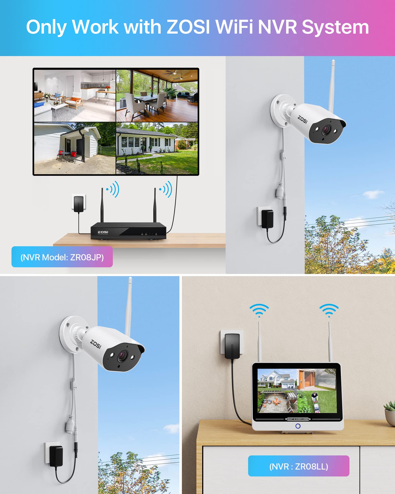 ZOSI C302 Caméra de Surveillance Extérieure WiFi, Non WiFi 6