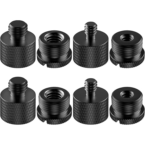 InnoGear 8 Pieces Mic Stand Adapter, 5/8 Female to 3/8 Male 3/8 Female to 5/8 Male 5/8 Female to 1/4 Male 1/4 Female to 5/8 Male Screw Thread Adapter for Microphone Stand Boom Arm Camera Tripod
