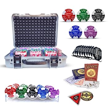 casinoite Billium Clay 300 Poker Chips Set with Bricks Silver