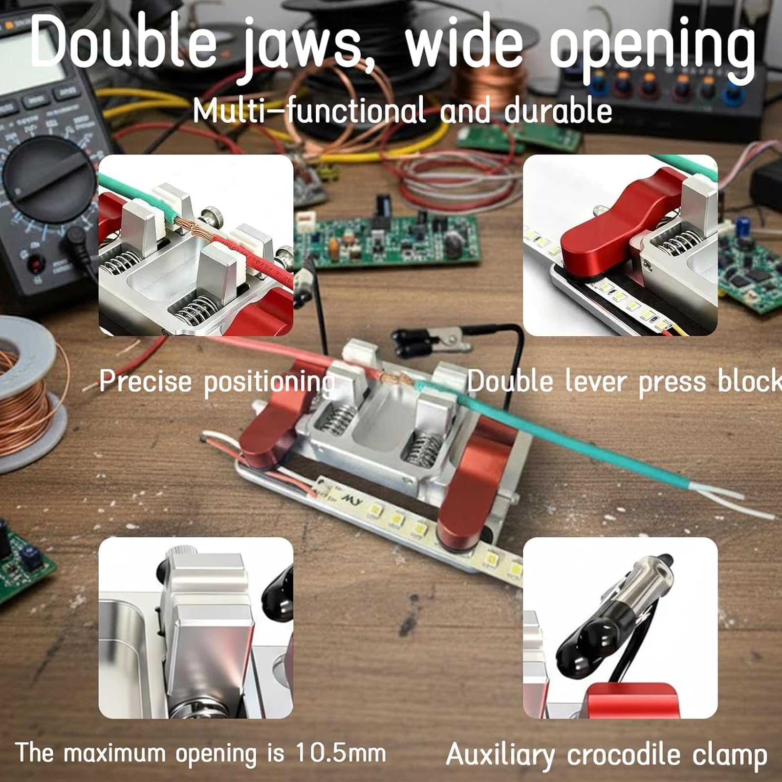 Stacja lutownicza z zaciskami ceramicznymi, zaciski do stołu spawalniczego, narzędzie do lutowania aluminiowego, do naprawy elektroniki PCB, drutu i taśm LED