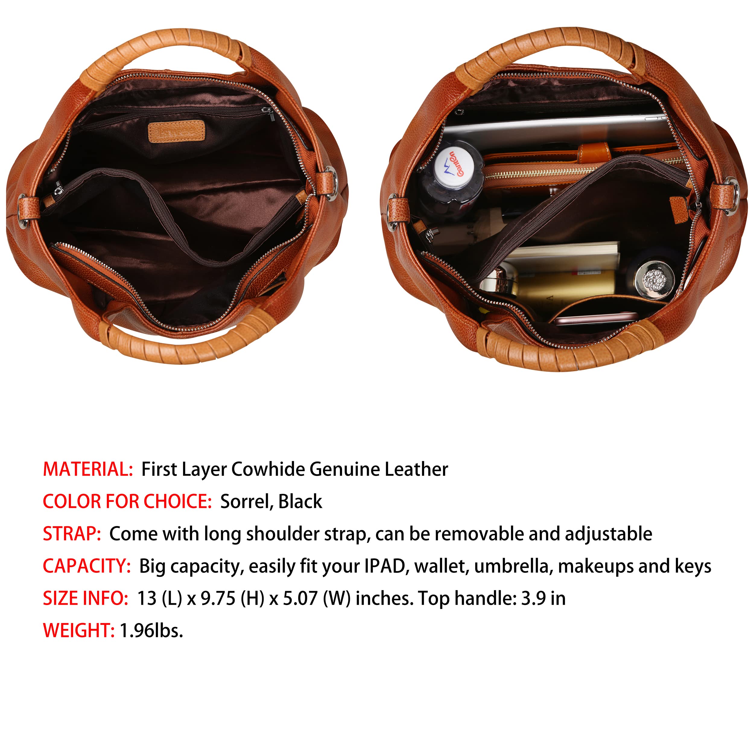 Iswee Womens Genuine Leather Handbags Tote Bag Shoulder Bag Top Handle Satchel Designer Ladies Purse Hobo Crossbody Bags