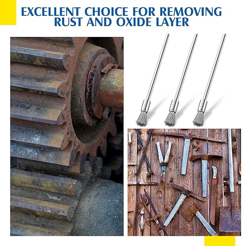 Miniatura 7 de Lounsweer 10 cepillos de alambre de limpieza extendidos para el extremo de la pluma, cepillo de alambre de 0.118 pulgadas (0.118 in), brocas