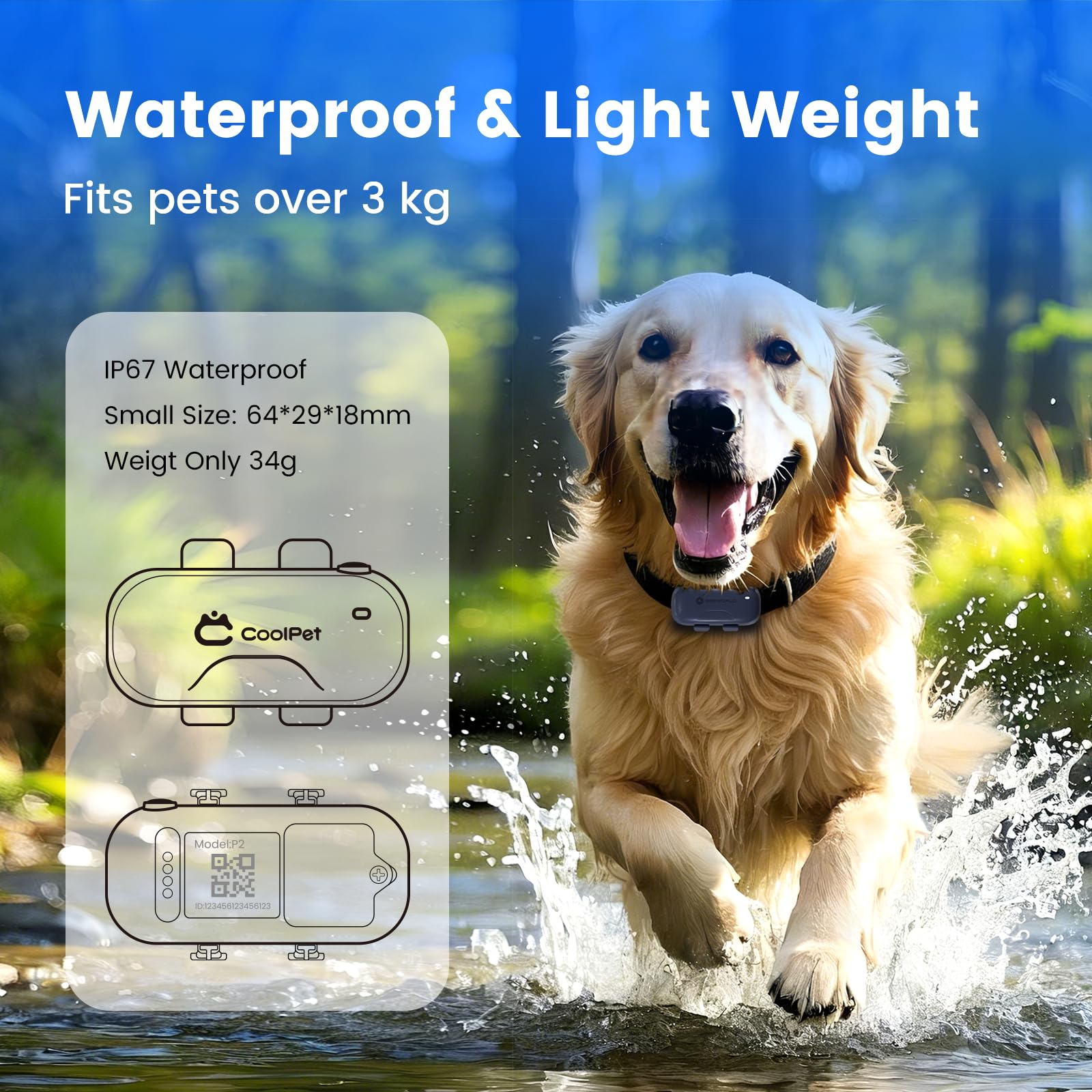 SEEWORLD Dispositivo di localizzazione per cani con localizzazione in tempo reale | Monitoraggio attività del sonno | Geo-Fence per tutti i collari - iOS e Android (abbonamento richiesto)