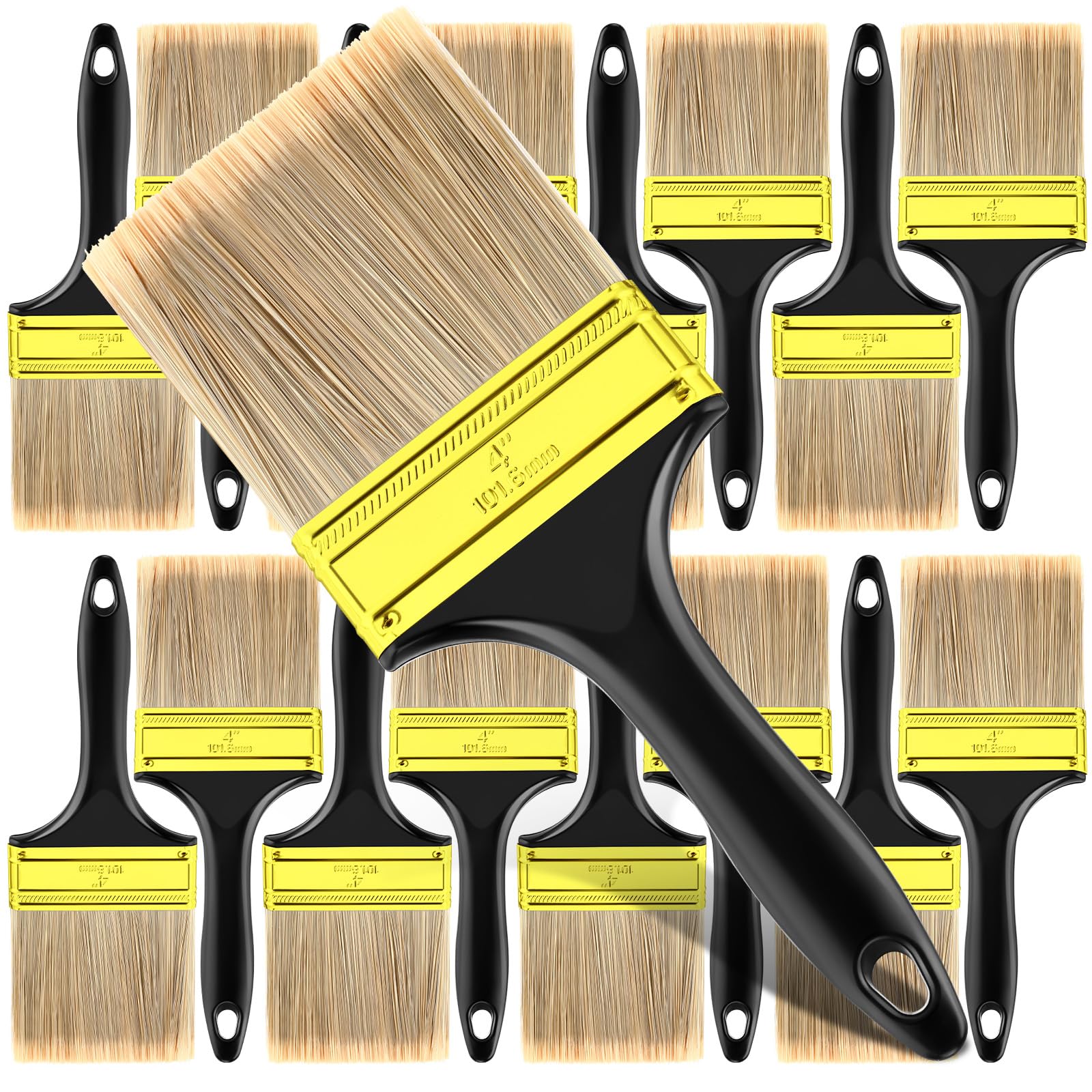Teenyyou 16 Pcs 4 Inch Paint Brushes Flat Chip Paintbrushes Bulk