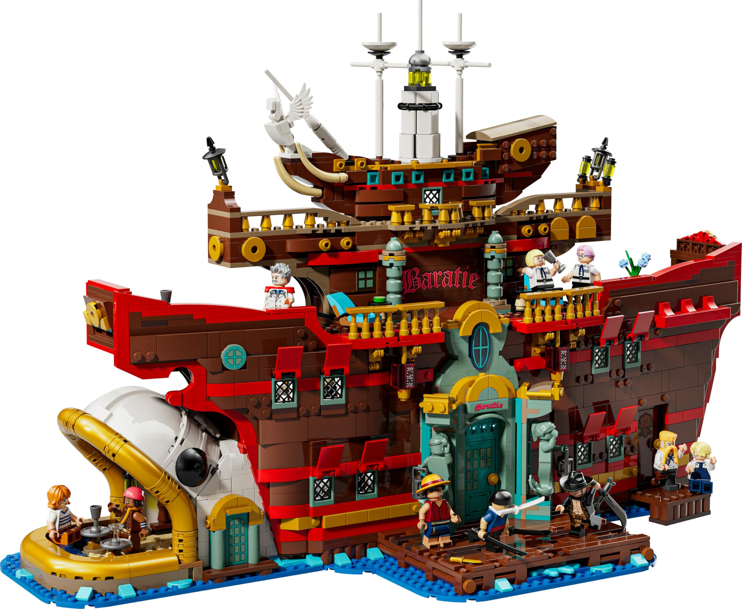 LEGO ONE PIECE - Baratié, das Schwimmende Restaurant - Bauset für Erwachsene - Modellbau mit detailliertem Innenraum sowie 10 Minifiguren inkl. Luffy, Nami & Sanji - Anime Geschenk für Fans - 75640
