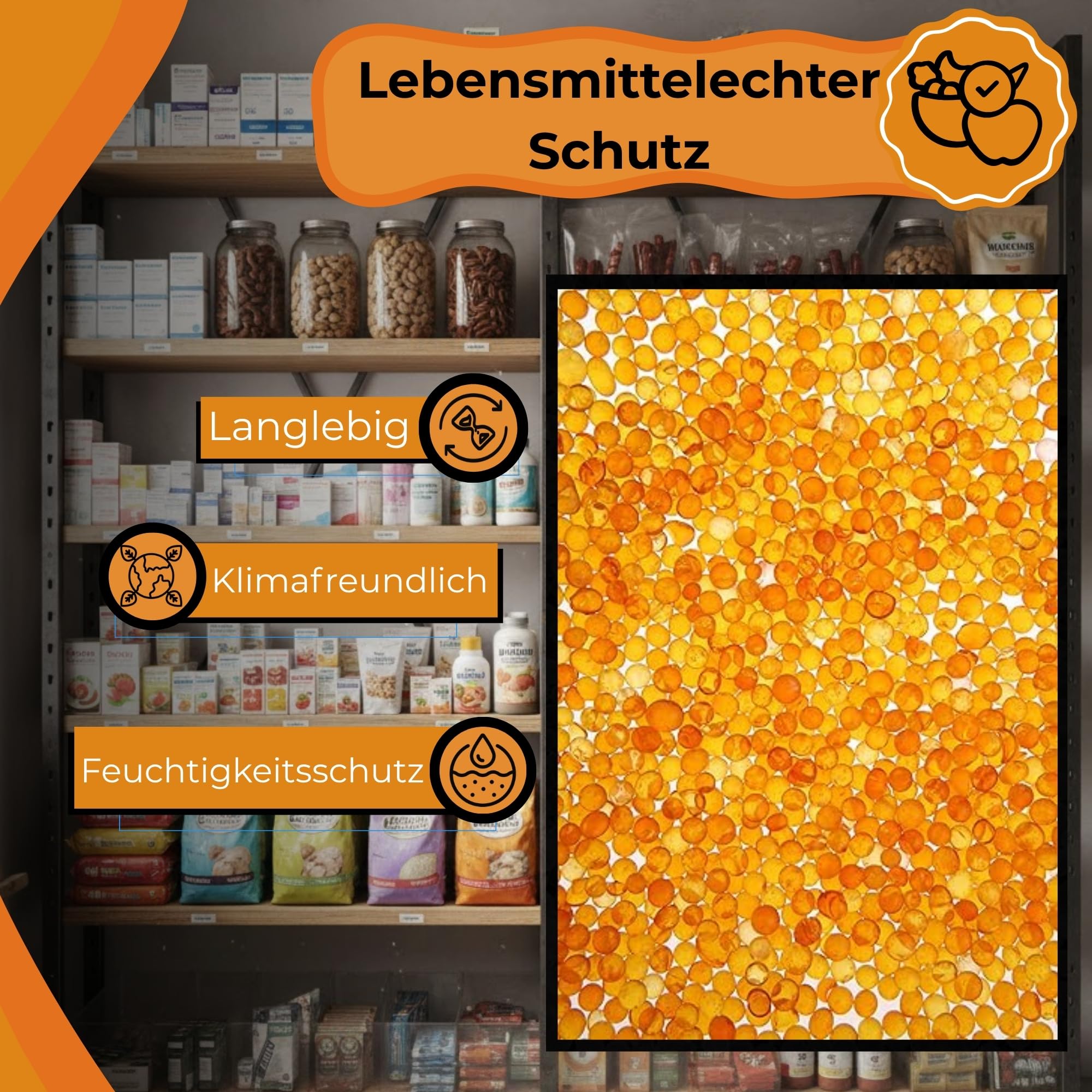 Silicagel Orange 3-5 mm – 10x 1 kg Silicagelkugeln zum Schutz von Büchern, Reisetaschen, Kosmetik, 3D Filamente Feuchtigkeitsabsorber für Elektronik, Aufbewahrung & Schmuck
