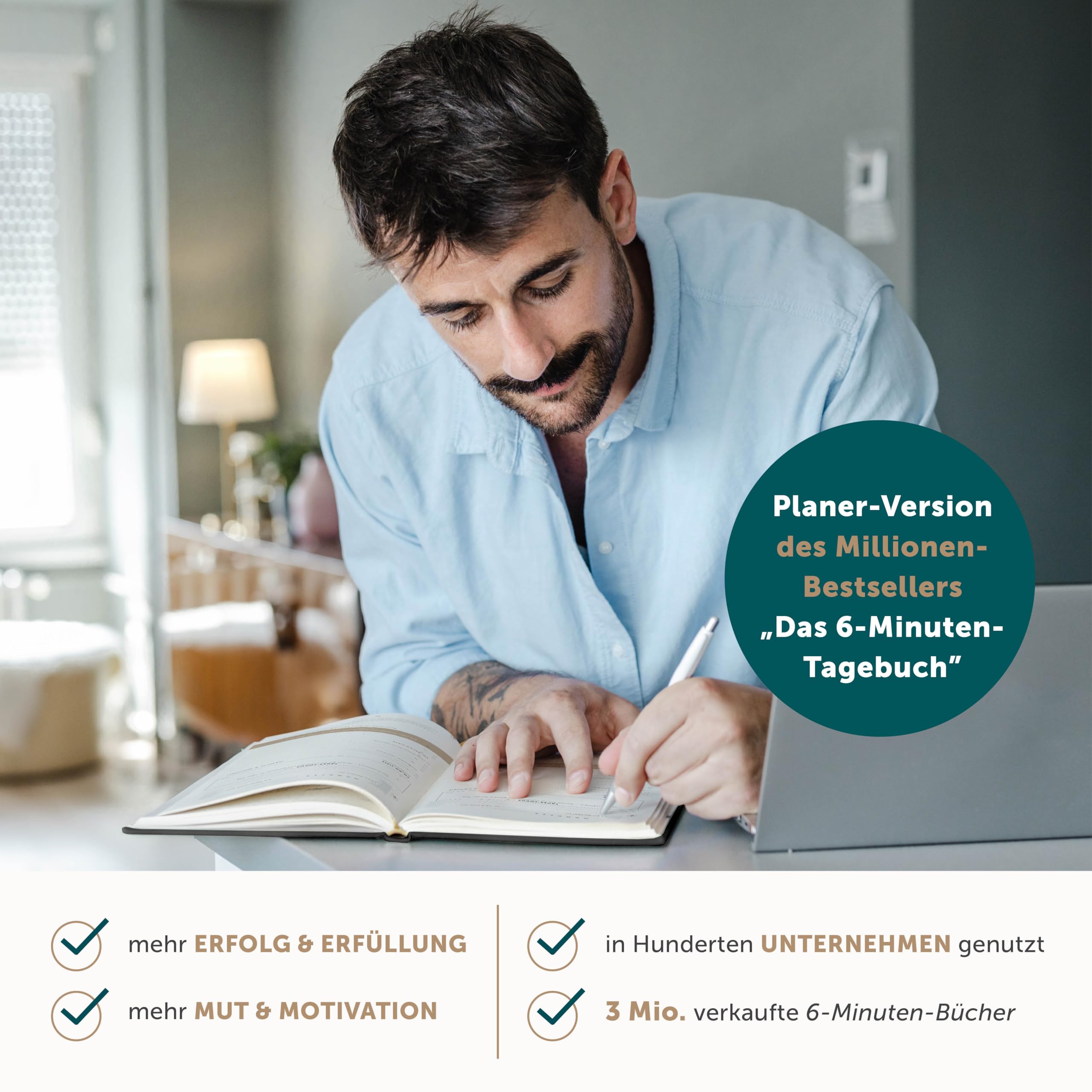 6-Minuten Erfolgsjournal – #1 Tagesplaner 2026 für Fokus & Motivation – Undatierter To Do Planer – Erfolgstagebuch für gelassene Zielerreichung