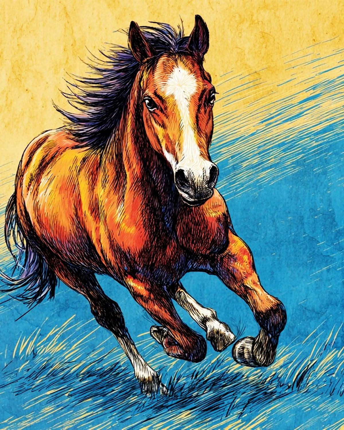 LIUBAISHI Paint by Numbers for Adults – 16"x20" | DIY Wall Art Decor Kit, Relaxing Hobby Set, Complete Painting Kit with Acrylic Paints and Brushes-Galloping Horse Chasing the Wind (2)