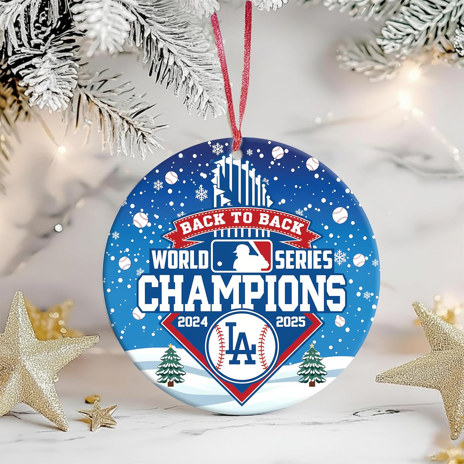 Los Angeles World Series Champions 2025 Christmas Ornament - LA Championship Baseball Ornament with Gift Box - Image 5