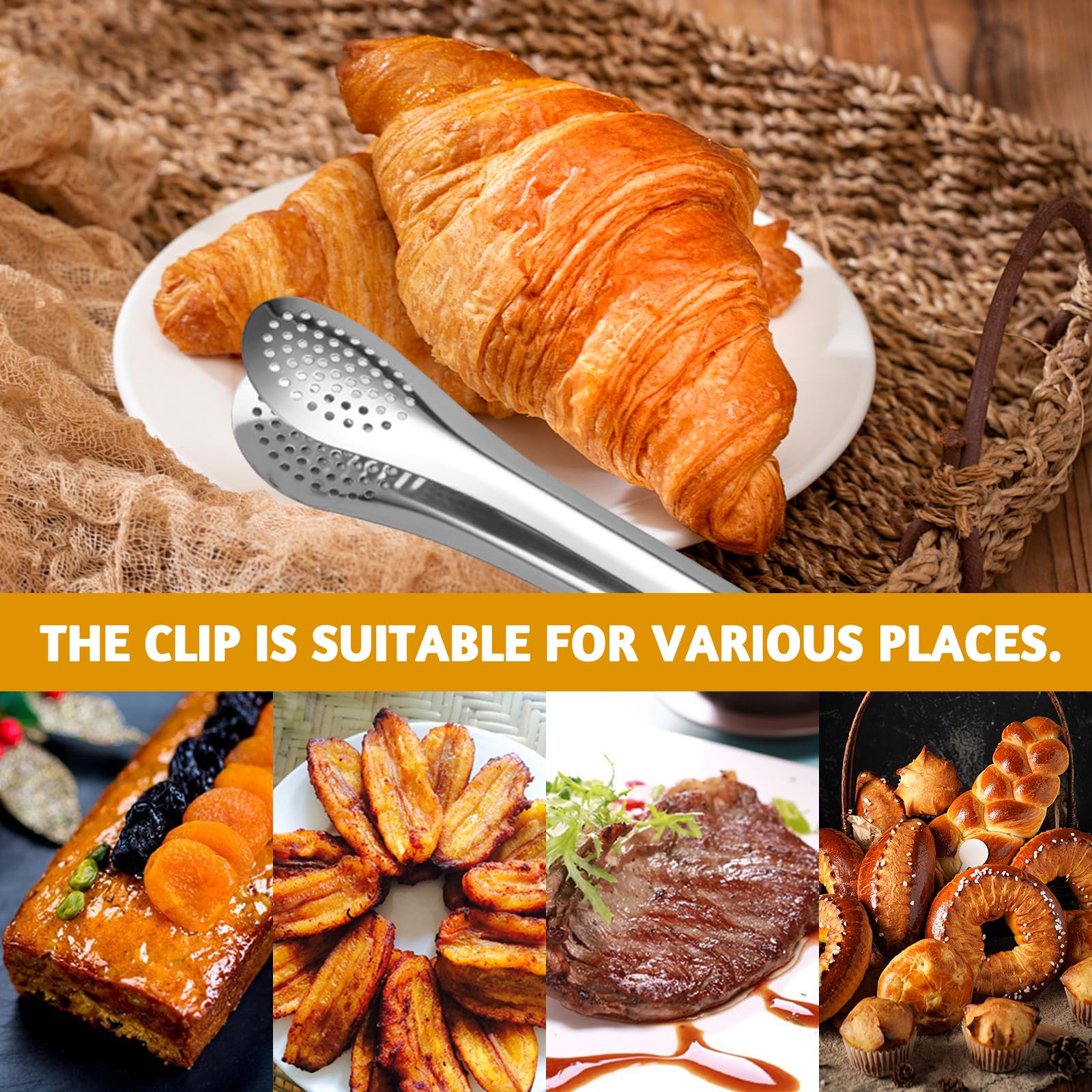 Pinza da cucina a buffet in acciaio inox per feste catering cibo insalata torta clip da cucina