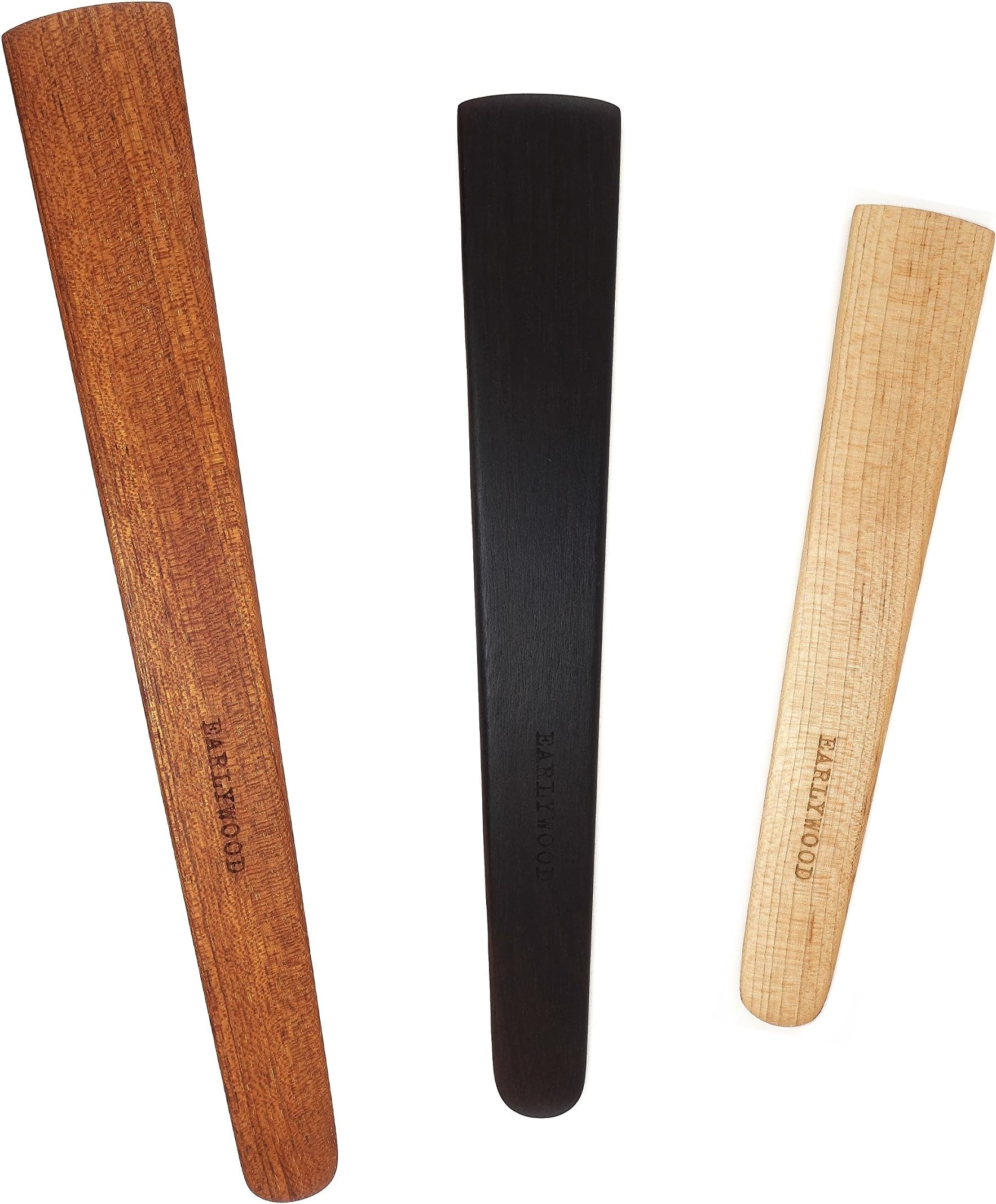3-Piece Wood Kitchen Utensil Set: 3 Thin Wood Cooking Spatulas. Multipurpose wooden spatula set, great for flipping, sauteing, tasting, stirring. Handmade Wooden Utensils Set, Made in USA - JEM