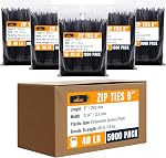 ALBO Cravates Zip Noir 8 1 cm 1000 Câble en plastique de paquet épais 0.14 C'est un poids lourd. 40 Voir lb UV Cravates en Nylon résistants pour intérieur et extérieur