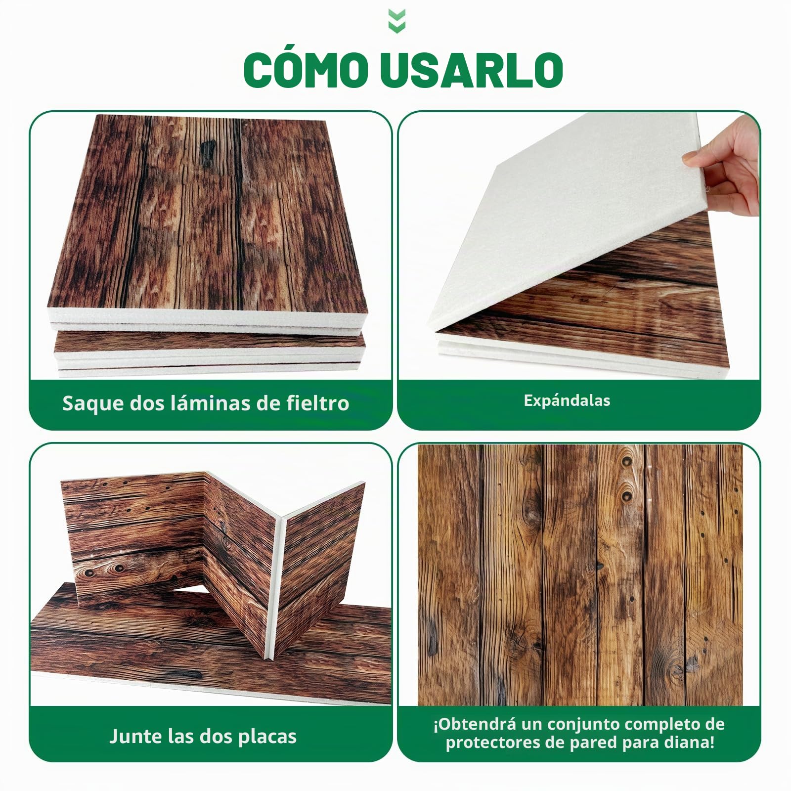 KEAGAN Tablero de dardos de grano de madera, protector de pared de diana, protector de pared de fieltro, protección de pared autoadhesiva, tablero de dardos de pared empalmado, tablero de dardos con