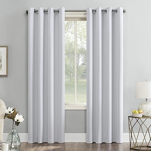 Sun Zero Easton Energy Saving Blackout Grommet Curtain Panel, 54" x 63", Dove Off-White