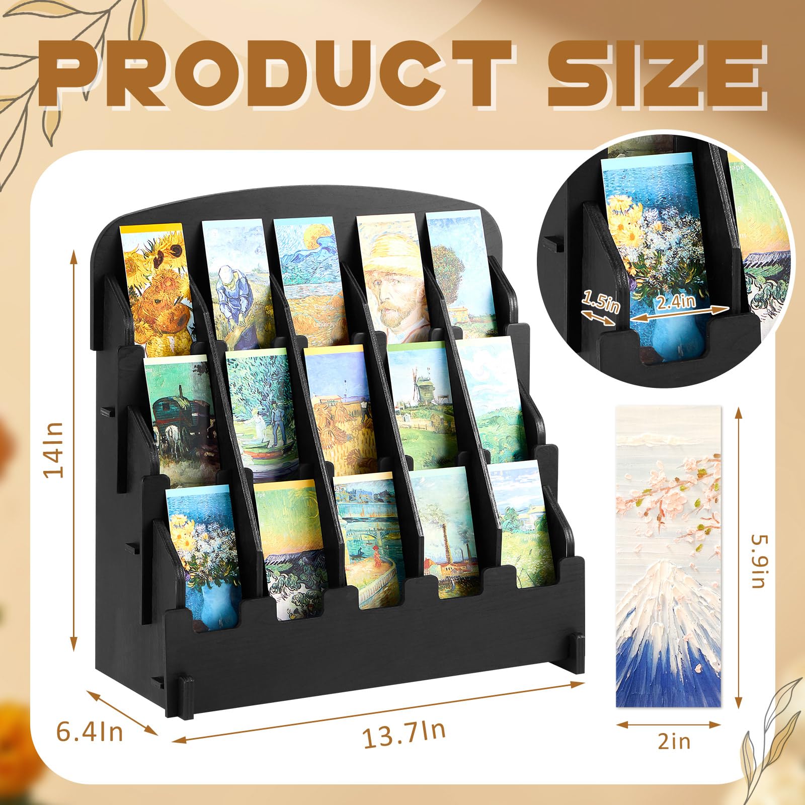 Yuntau Marcapáginas para marcapáginas de 2.2 pulgadas, soporte portátil para calcomanías, soporte ajustable, bolsillos curvos, exhibición de tarjetas de felicitación para vendedores de negocios