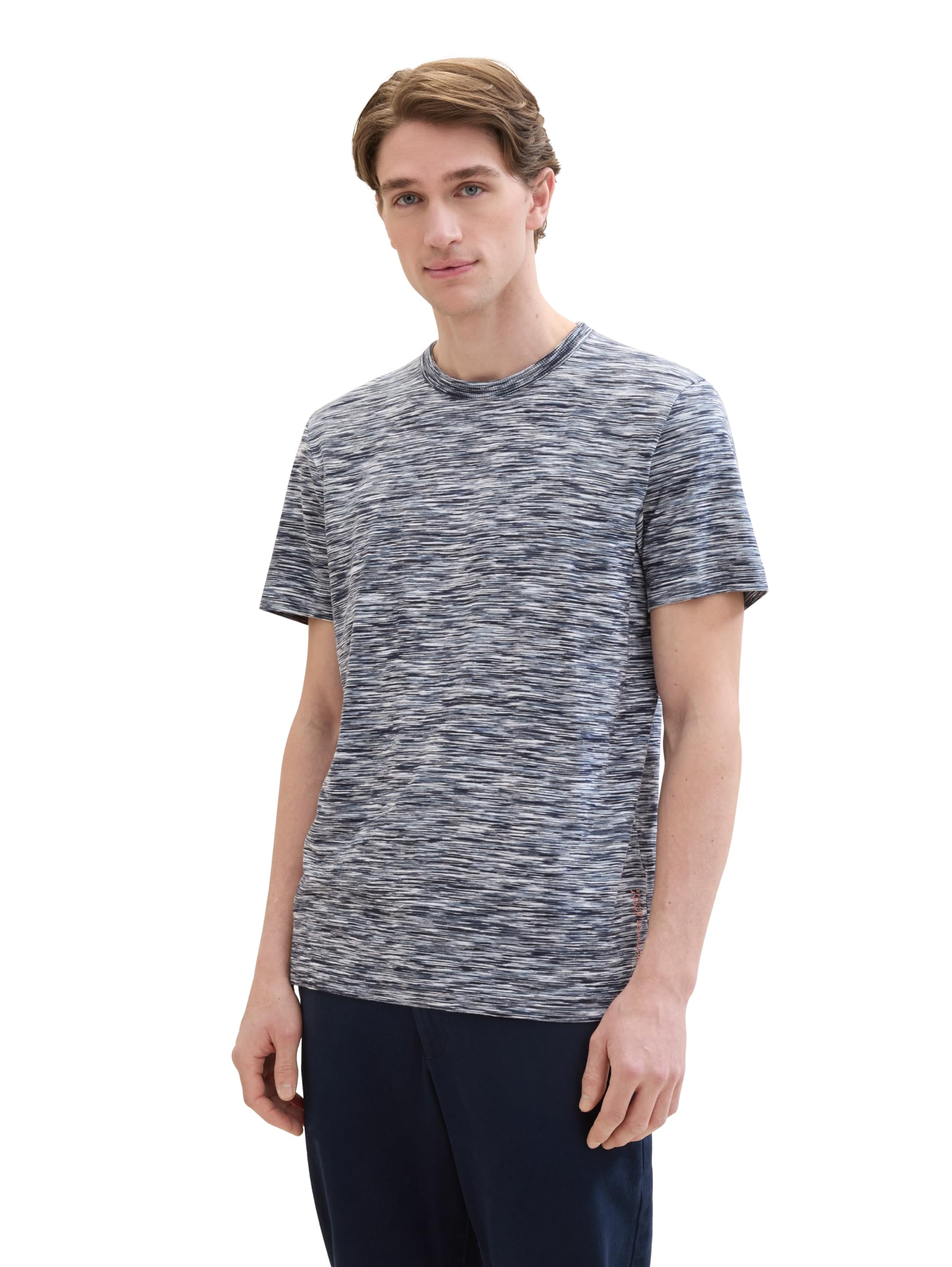 TOM TAILOR Men's T-Shirt in Space Dye Look, 35581 - Navy Multicolor Spacedye, M