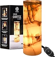 UMAID Handcrafted Onyx Marble Table Lamp - Unique Natural Patterns, Dimmable Warm Amber Glow for Bedroom, Office, Living Room