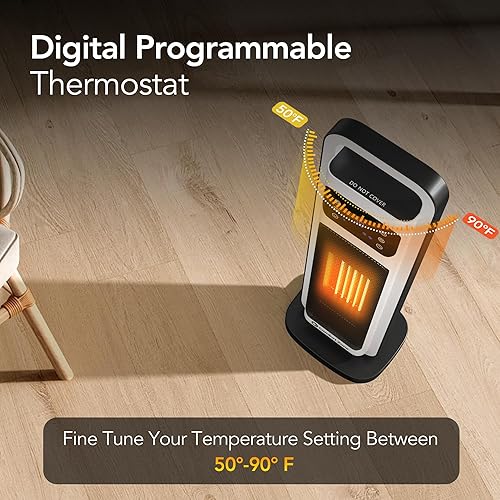 Miniatura 2 de Comfort Zone Calentador de espacio de torre de 26 pulgadas y 1500 W para uso en interiores, control remoto, termostato ajustable, temporizador de 24