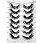 Pooplunch False Eyelashes Cat Eye Lashes Wispy Natural Extension Volume Soft Faux Mink Lash 8D Fake Eyelashes Strips 7 Pairs Pack