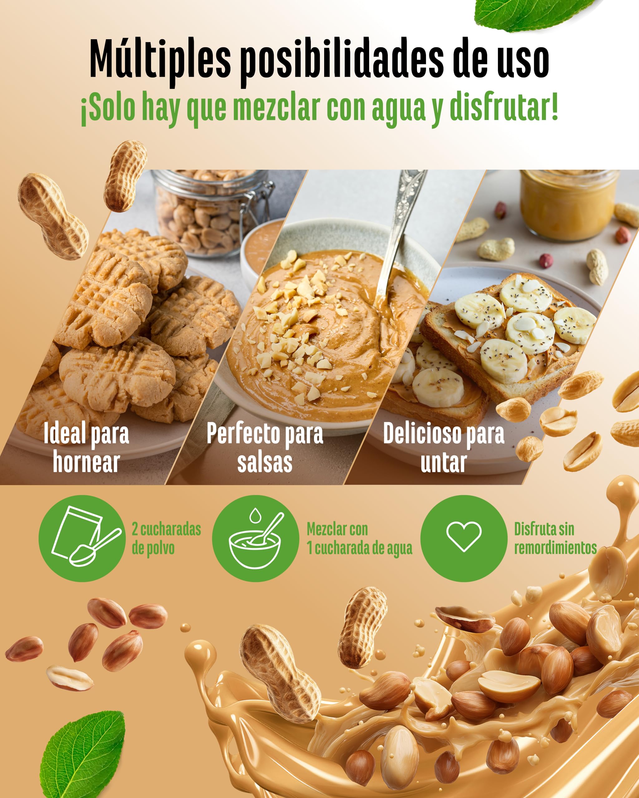 Mantequilla de cacahuete light en polvo 500 g - Powdered Peanut Butter 85% menos de grasa, sin azúcar - Crema de mantequilla de cacahuete con un delicioso sabor - Vit4ever
