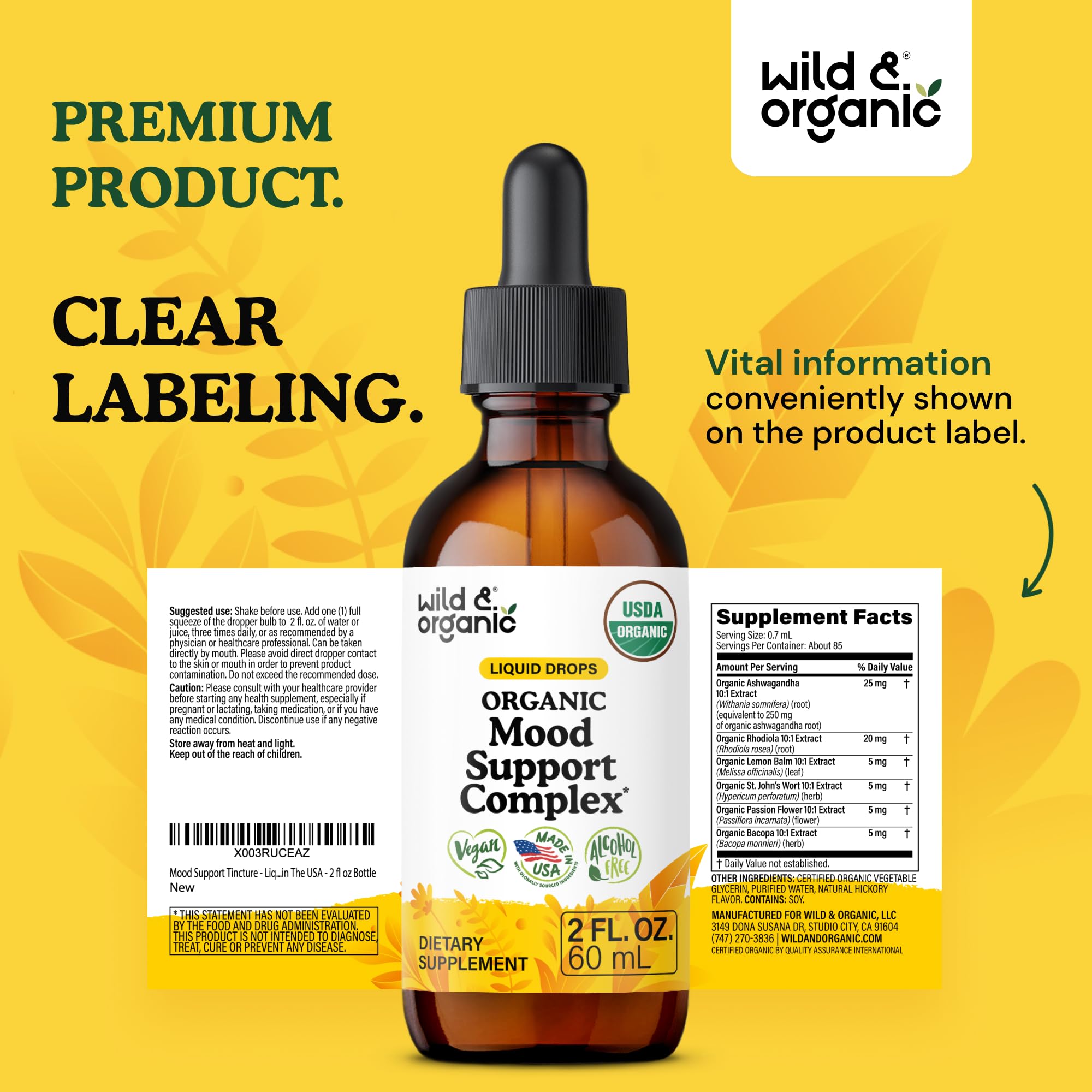 USDA Organic Mood Support Drops - Ashwagandha & Rhodiola Extract - 2 oz — Amazon image 9