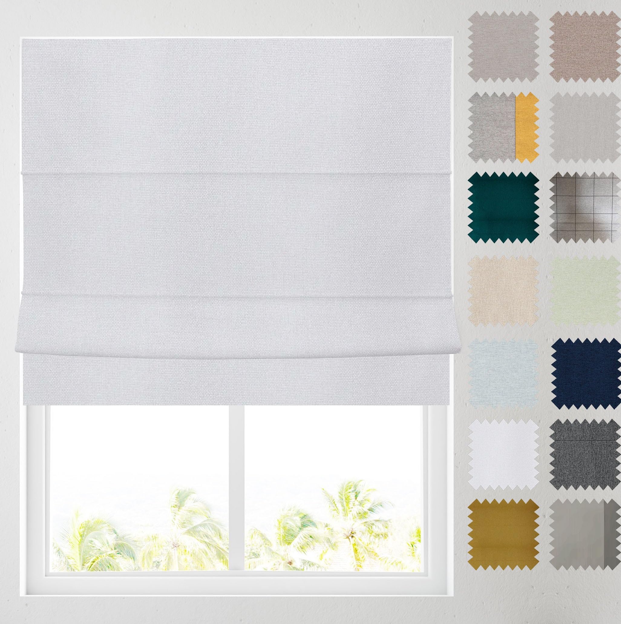 Barnes Blinds - Soft Textured Ara Blackout Roman Blinds -Durable Fittings Easy Fit (White 122cm)