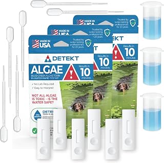#1 EPA Trusted - Made in USA Detekt® Blue-Green Algae Toxin Test Kit - 10-Minute Results - DIY Testing for Ponds, Lakes, Reservoirs - No Lab Required (3 Kits = 6 Tests)