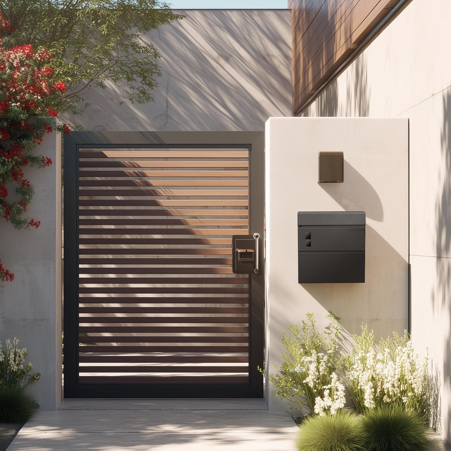 Wall Mount Mailboxes, Locking Modern Drop Mailbox for Outside, Large Capacity Galvanized Steel Post Box with Newspaper Holder
