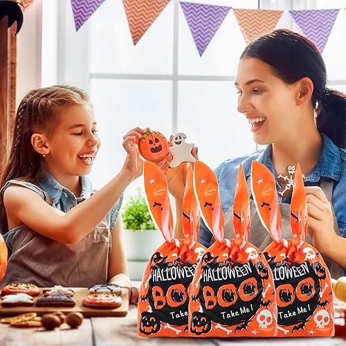 Miniatura 7 de idolpack Bolsas de dulces de Halloween, bolsas de dulce o truco, bolsas de regalo, bonitas bolsas de plástico para regalo de galletas, dulces,