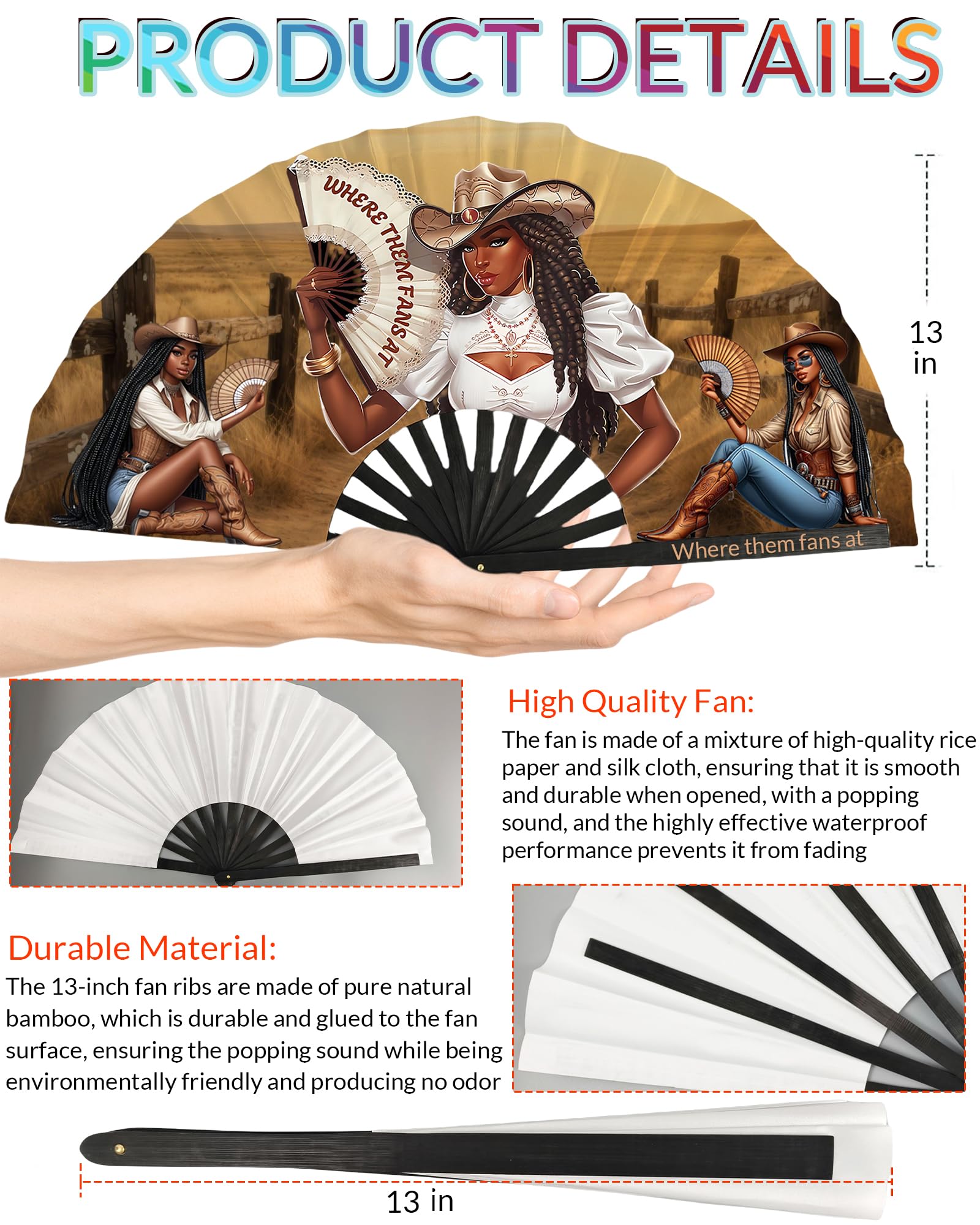 Personalized Fans for Line Dancing Popping Fan Boots On The Ground Hand Fans Make Sounds Custom Handheld with Photo Text Logo Clack Big Fans Party Pop for Line Dancing Wedding Fold Gift