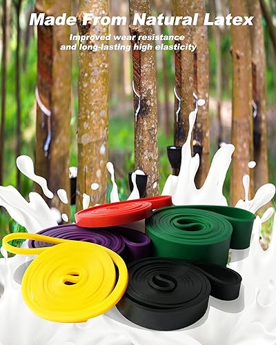 Miniatura 6 de CeeVian Juego de 5 bandas de resistencia elásticas de alta resistencia, bandas de resistencia con bolsa de almacenamiento, bandas de ejercicio para